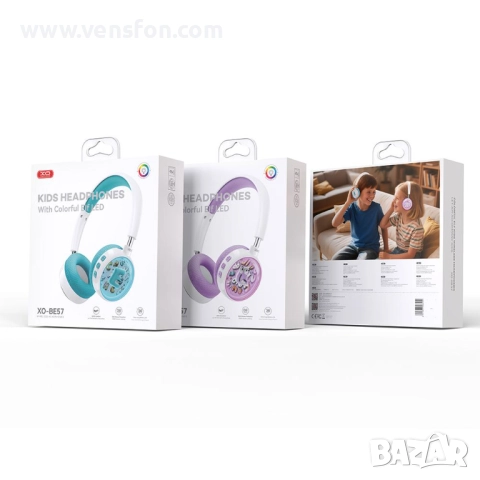 Безжични стерео Bluetooth слушалки XO Cartoon Kids /лилави/, снимка 6 - Bluetooth слушалки - 52834261