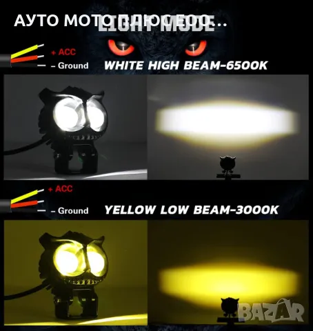 Халоген диоден за Мотоциклет - Бяла и Жълта светлина., снимка 5 - Аксесоари и консумативи - 48761169