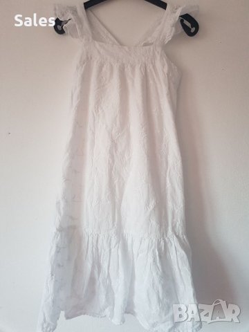 Разкошна бяла рокля с бродирани цветя Мango 9-10г.