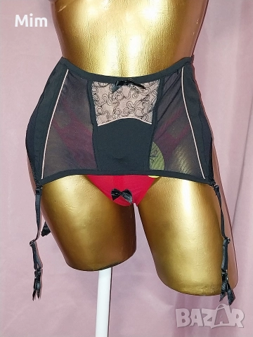 Hunkemoller M Черен еластичен колан с жартиери за чорапи , снимка 2 - Бельо - 52646024