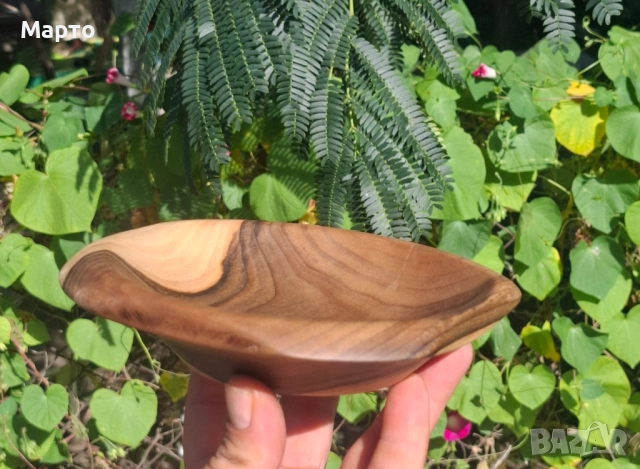 Ръчно изработена купа от орех за ядки – уникална шарка, пчелна вакса, снимка 6 - Други - 51683605
