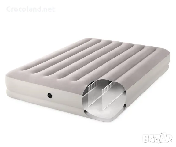 Надуваем матрак Intex Twin Dura-Beam Prestige Mid-rise Airbed USB150, 152 x 203 x 30 см, светло сив, снимка 3 - Надуваеми легла - 50087999