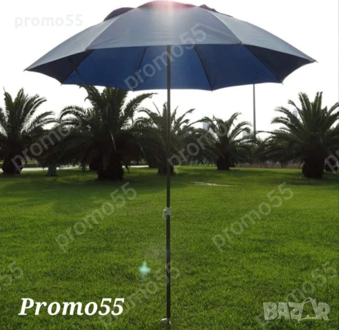 Плажен чадър с чупещо рамо, УВ защита, калъф и тризъбец 150см., снимка 12 - Къмпинг мебели - 50571766