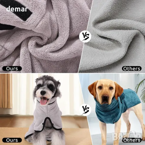 Микрофибърен халат за домашни любимци, Регулируема яка и каишка за корем, размер М, снимка 5 - За кучета - 47291359