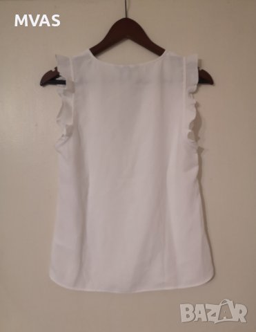 Нова блузка H&M XS 34 размер бяла с волани, снимка 2 - Корсети, бюстиета, топове - 37252564
