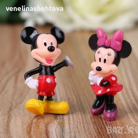 6 броя сет Мини Маус Мики Маус малки фигурки за торта, снимка 2 - Фигурки - 43965587