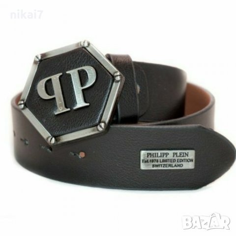 мъжки колан от естествена кожа с метална катарама Philip Pleinn
