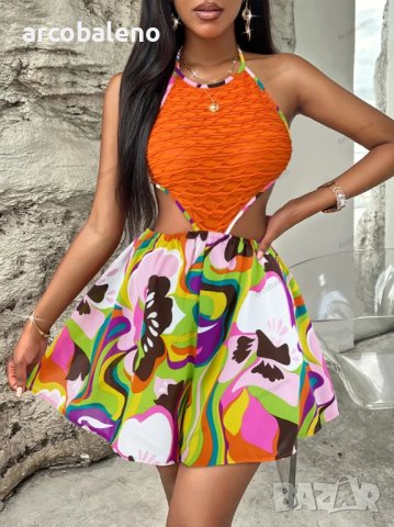 Дамски летен ярък гащеризон с халтер, 4цвята , снимка 10 - Гащеризони - 40679806