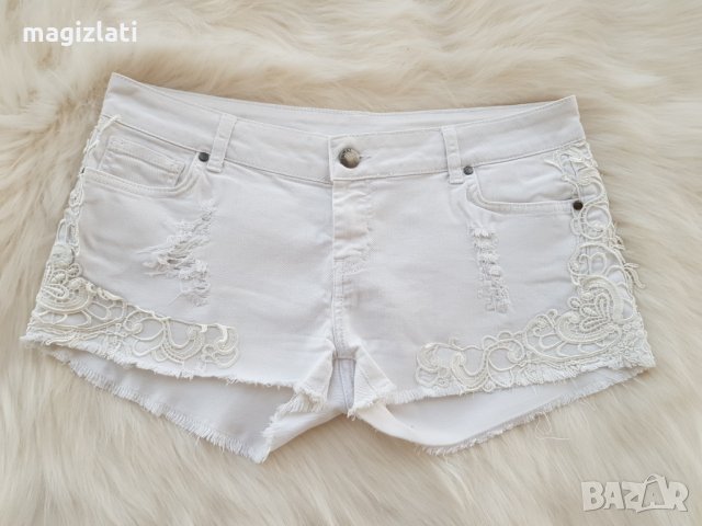 Бели дънкови панталони М-Л, снимка 7 - Къси панталони и бермуди - 29049453