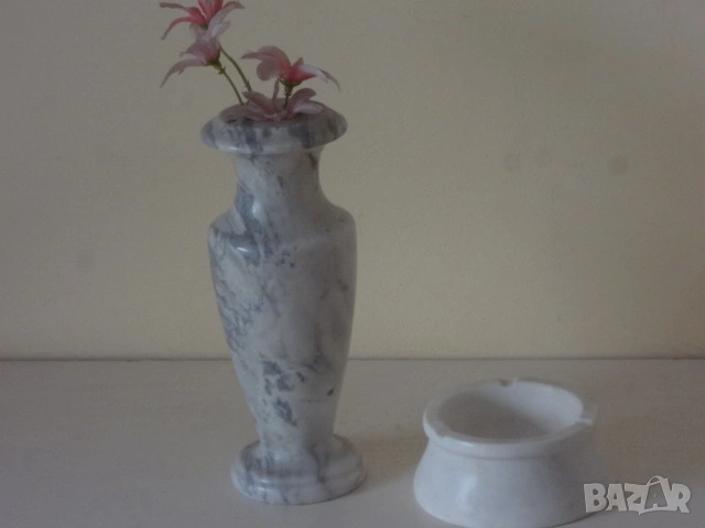 Мраморна ваза + пепелник, снимка 8 - Вази - 53386196