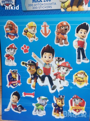 модел 1  :   200 бр PAW Pes Patrol Пес Патрул книжка албум самозалепващи лепенки стикери
