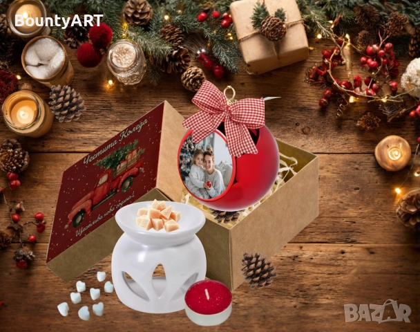 Коледна кутия. Топка със снимка