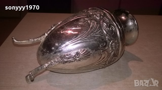 ваза/кана-внос франция-24х13см-метална с релеф, снимка 2 - Колекции - 26762336