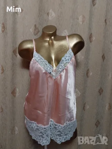 М/L Розова, сатенена, къса нощница , снимка 3 - Нощници - 49820110