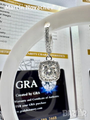 Сребърни обеци с мойсанит (Диамант) 1 карат, снимка 4 - Обеци - 52844104