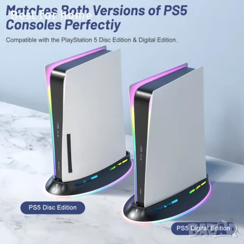 PS5 стойка с охлаждащ вентилатор и RGB led светлина от Welltop, снимка 7 - Аксесоари - 49877439