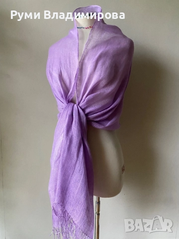 Люляково лилав шал от 100 % лен