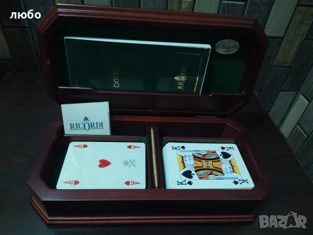  Кутия за Карти От Махагон със Сребърен Обков 0,925 Сертификат 2-Комплекта Карти,Писалка и Бележник , снимка 9 - Антикварни и старинни предмети - 41697149