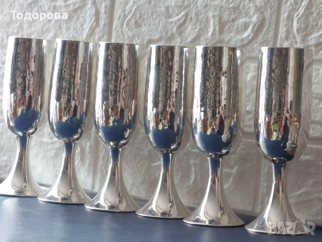 Прекрасни шест броя сребърни чаши за вино, сребро 800, снимка 6 - Чаши - 52093476