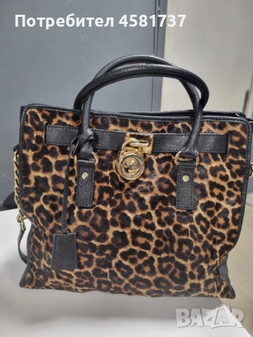 Чанта Michael Kors Rare Hamilton Traveler Leopard Calf Hair Satchel, снимка 3 - Чанти - 52105831