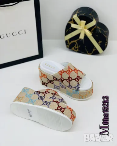 дамски чехли на платформа gucci , снимка 2 - Чехли - 48570432