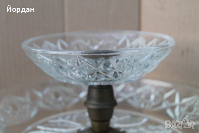 Фруктиера месинг и оловен кристал, снимка 4 - Антикварни и старинни предмети - 43593678