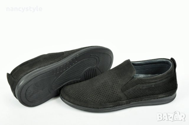 НОВО! Черни мъжки обувки от естествен велур, снимка 4 - Спортно елегантни обувки - 40412456
