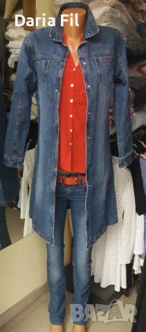 -20% Удължено дънково яке тип манто