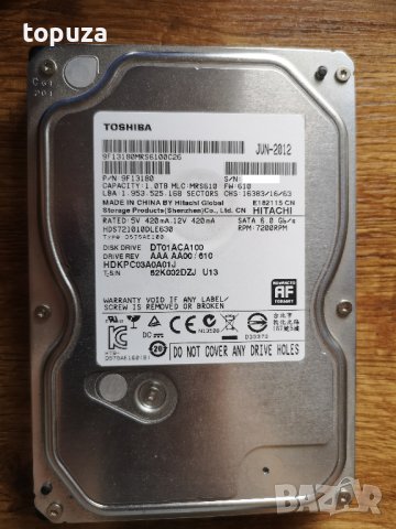 хард диск за компютър Toshiba 3.5 1TB 7200rpm 32MB SATA3 DT01ACA100