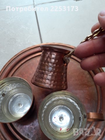 Стар кован сервиз мед върху меден поднос за2 кафета, снимка 4 - Декорация за дома - 33595853