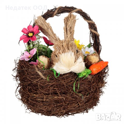 Великденскa декорация, Grass Bunny Nest Wind Daisies, 22 см, Многоцветен, снимка 2 - Декорация за дома - 39946853