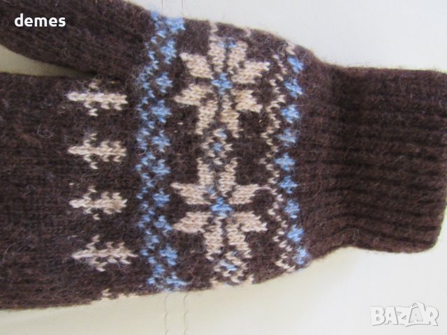 Машинно плетени вълнени ръкавици с един пръст и алпийска шарка, снимка 2 - Ръкавици - 43467470