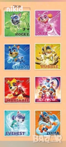 100 бр правоъг . PAW Pes Patrol Пес Патрул кучета малки самозалепващи лепенки стикери ръчна подарък, снимка 3 - Други - 51001595