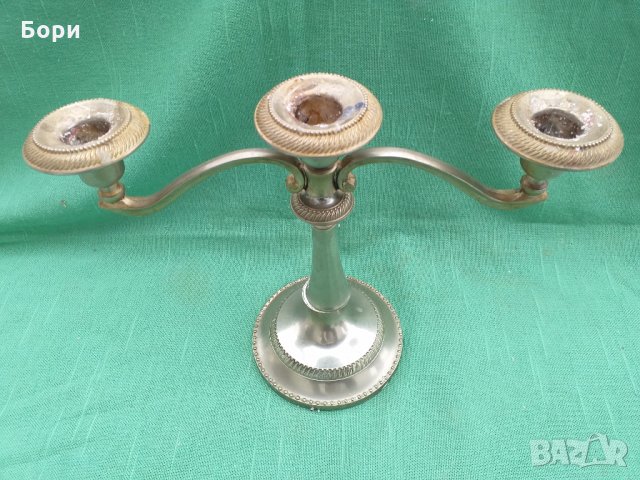 Посребрен свещник за 3бр свеши, снимка 4 - Декорация за дома - 28670098