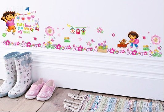 2 вид Дора и Ботичко стикер лепенка за стена детска стая, снимка 2 - Други - 27388627