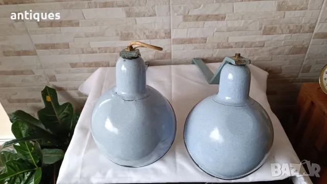 Комплект стари емайлирани лампи за стена или таван - №9.1 - Антика, снимка 6 - Антикварни и старинни предмети - 49722951