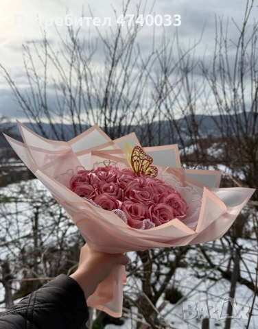 Вечен букет от сатенени рози , снимка 5 - Подаръци за жени - 53566548
