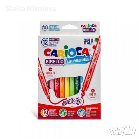 Carioca Двувърхи флумастери Birello 12 цвята, снимка 1 - Ученически пособия, канцеларски материали - 37438237