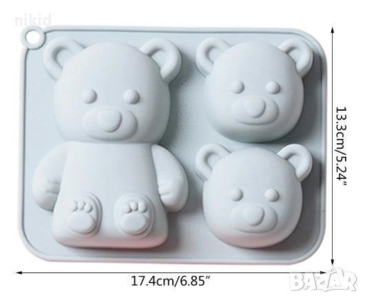 Мече Голяма глава и цяло дълбок силиконов молд форма калъп фондан гипс сапун шоколад, снимка 2 - Форми - 37231545