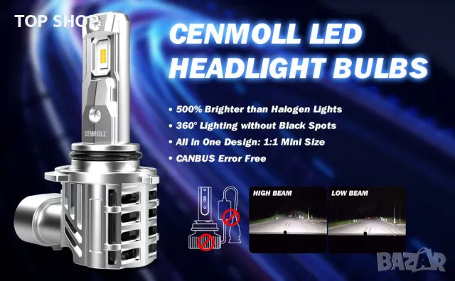 Крушки Cenmoll H4 Led крушка, 6500K 18000LM 500% яркост, снимка 14 - Аксесоари и консумативи - 48472358