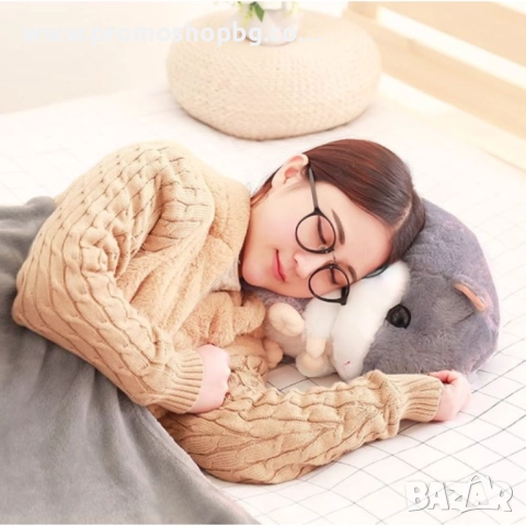 3 в 1 - Плюшена играчка Хамстер, възглавница и одеяло Kruzzel, сиво, снимка 11 - Плюшени играчки - 52506563