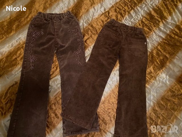 Джинси, подплатени в кафяв цвят и апликации размери: 128/122