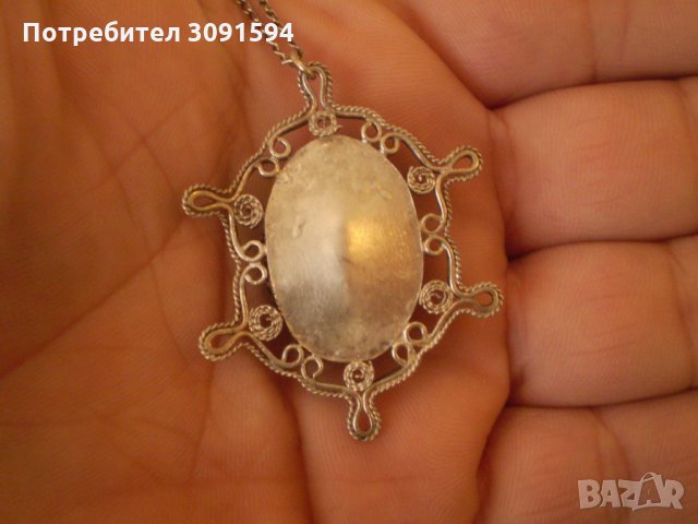 Арт Деко  посребрен медальон филигран лилав кристал  , снимка 4 - Други ценни предмети - 33105723
