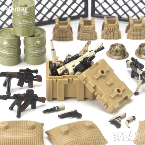 Комплект играчки - военни оръжия, строителни блокове, модели, екипировка - пустинна тематика, снимка 7 - Други - 51744796