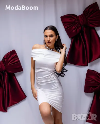 Къса бяла дамска рокля 