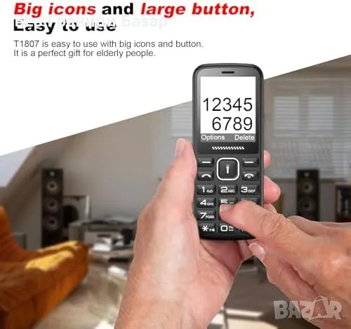 Нов Мобилен телефон с големи бутони за възрастни Отключен SOS бутон, снимка 3 - Други - 47371193