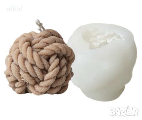 3D кълбо прежда възел силиконов молд форма калъп гипс свещ декор украса, снимка 3 - Форми - 40352335