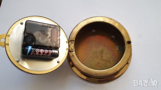 Стар месингов кварцов корабен часовник, снимка 5 - Антикварни и старинни предмети - 43077979
