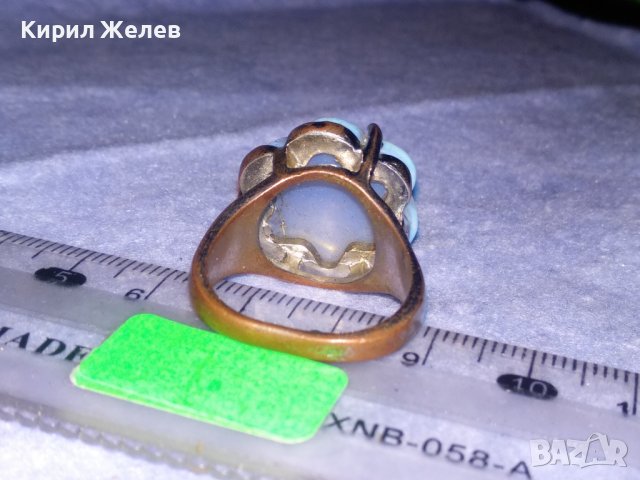 СТАР СКЪПОЦЕНЕН ВИНТИДЖ АРТ ПРЪСТЕН с КРАСИВО ШЛИФОВАН СИН ЛУНЕН КРИСТАЛ 36958, снимка 5 - Пръстени - 39723600