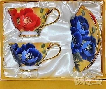 Луксозни чаши костен порцелан за чай и кафе в кутия за подарък, снимка 2 - Подаръци за жени - 36698014